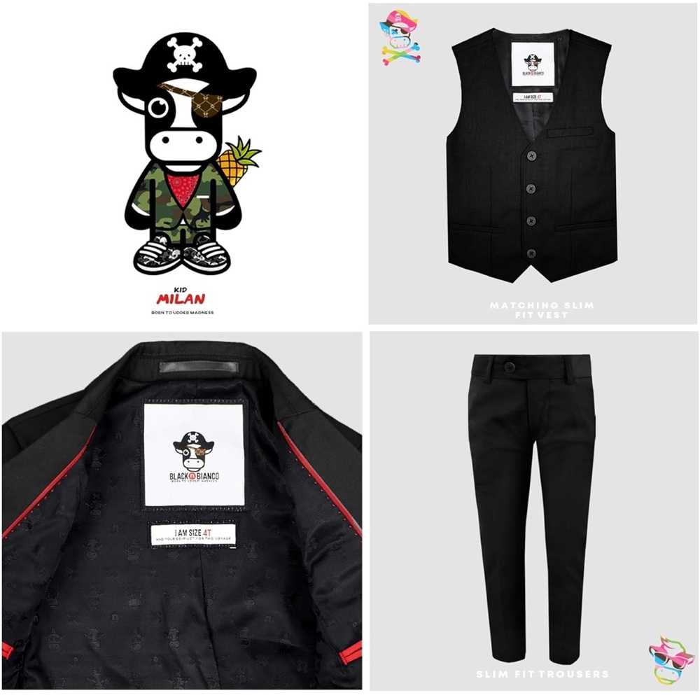 Black and Red Kids Suit Set